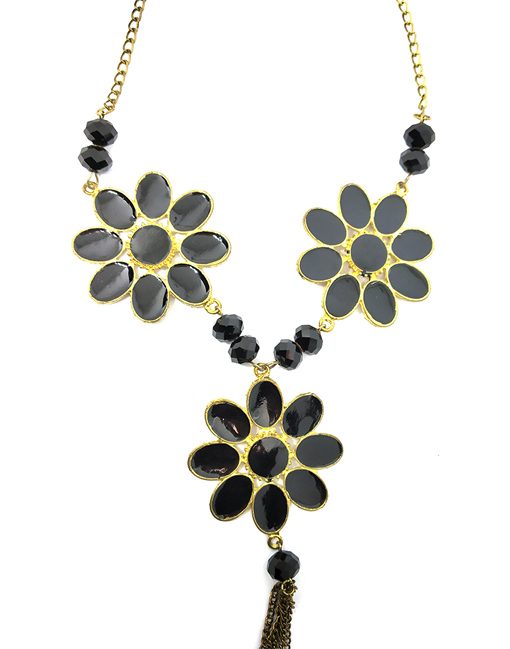 Black Golden Flower Necklace for Women