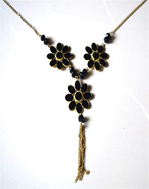 Black Golden Flower Necklace for Women