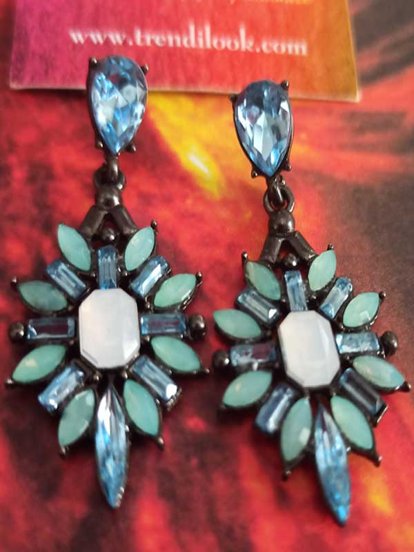 Trendilook Stylish Flower Crystal Stud Dangle Earring