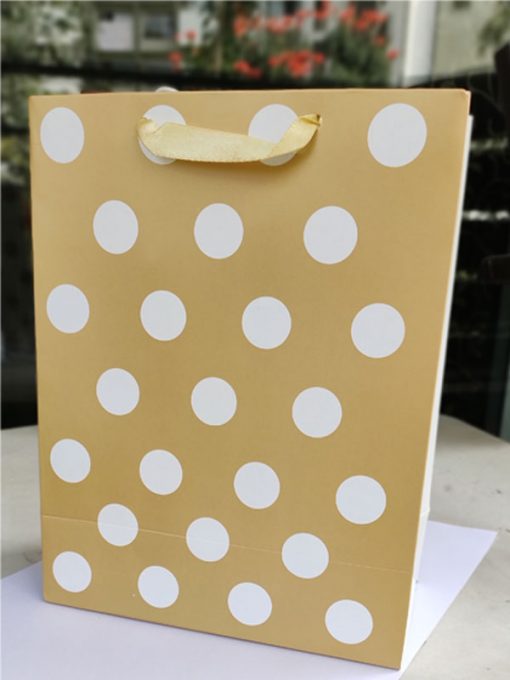 Trendilook Golden Shining Gift Paper Bag with White Dots