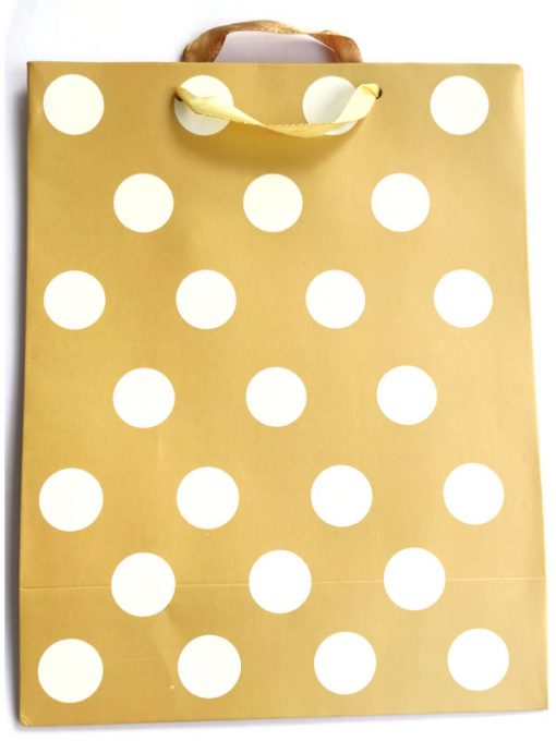 Trendilook Golden Shining Gift Paper Bag with White Dots