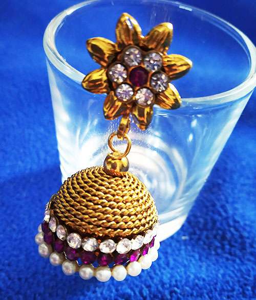 Trendilook Purple Gold Jhumkas For Stylish Women - Image 3