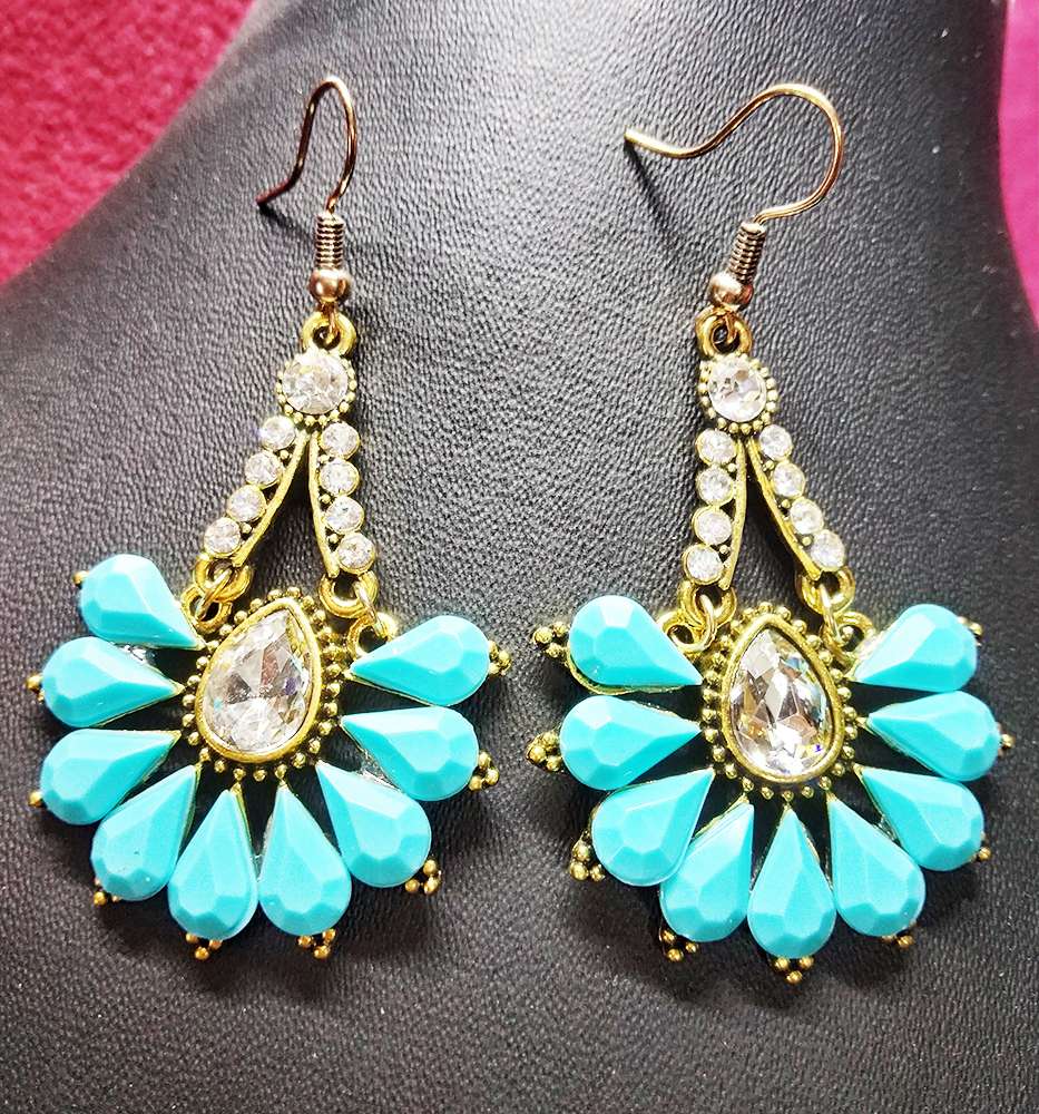 Trendilook Stylish Blue Stud and American Diamond Earring For Girls and Women