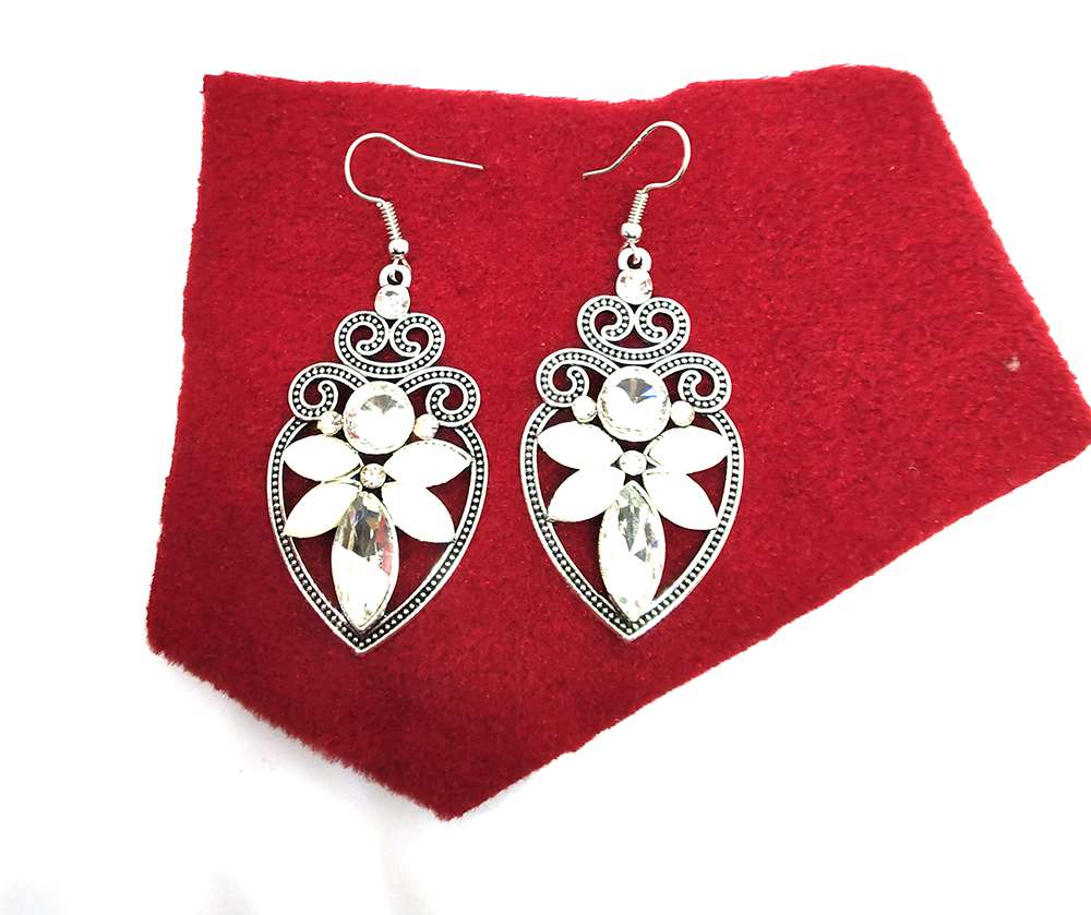 Trendilook Stylish White Stud and Rhinestone Earring For Women and Girls