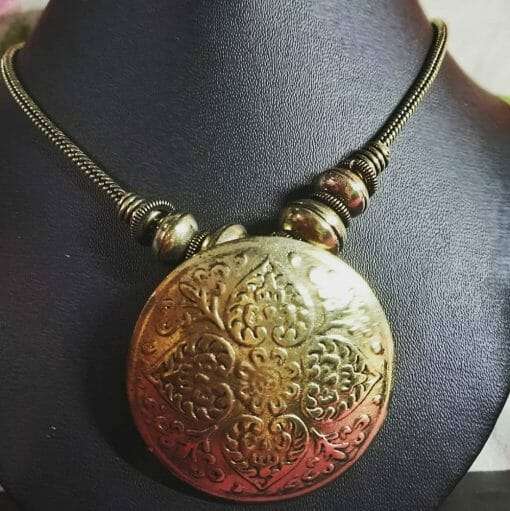 Trendilook Oxidised Gold Circle Neck piece