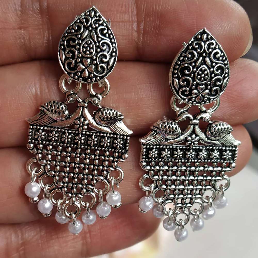 Trendilook German Silver With Pearl Jhumka Style Earring