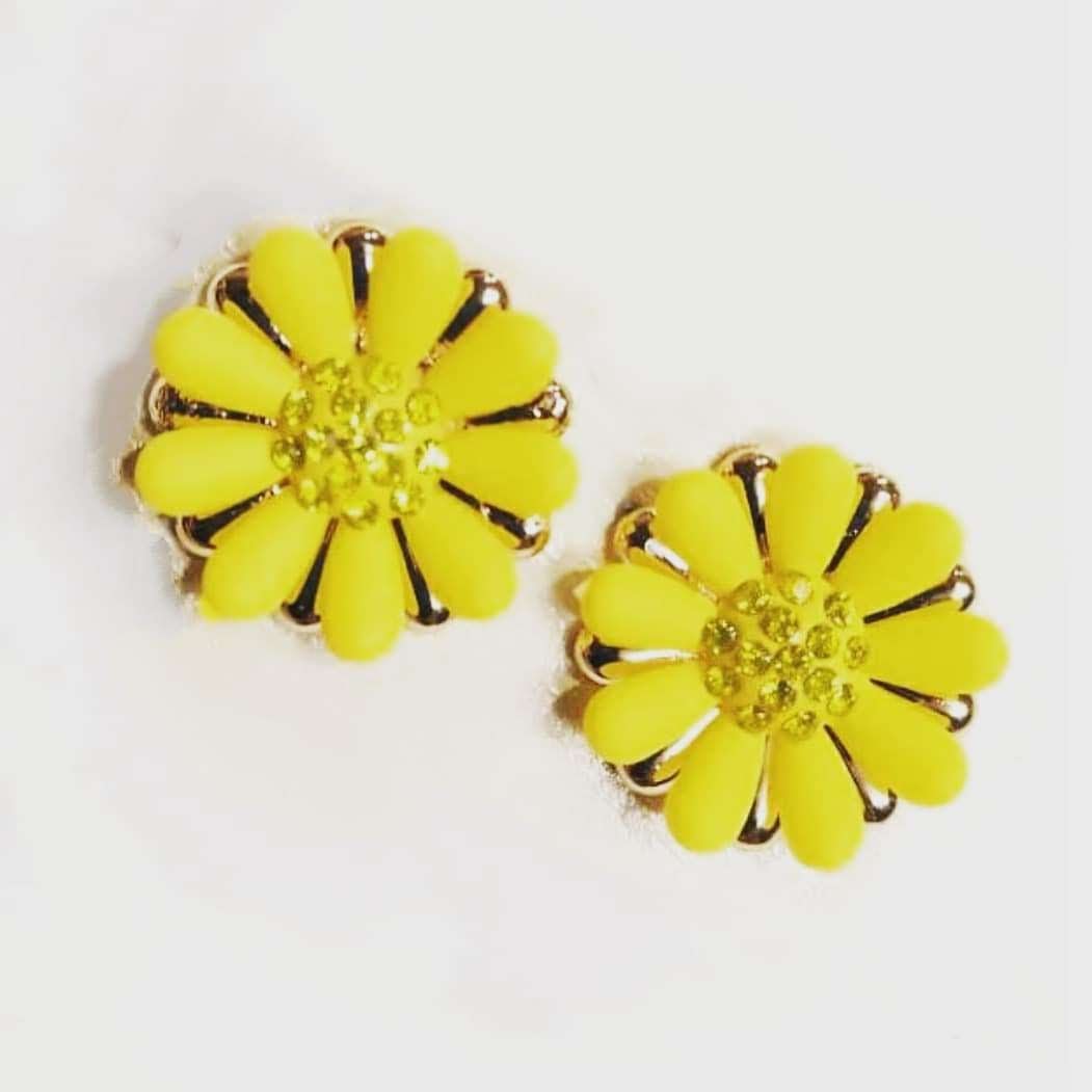 Yellow stone and CZ drop Earrings -