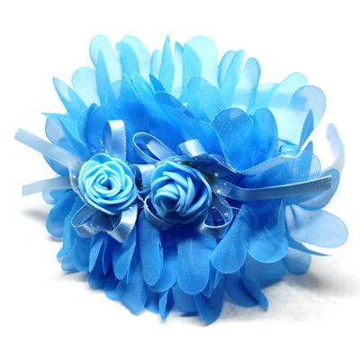 Trendilook Blue Party Wear Double Flower Lace Hairband