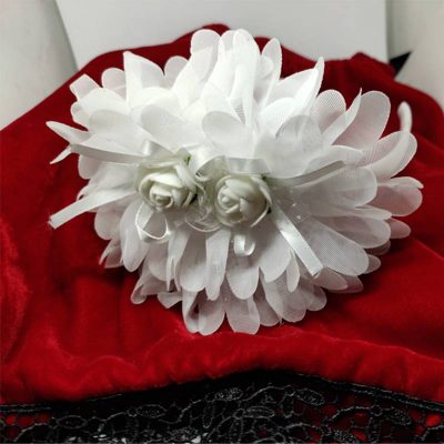 Trendilook White Party Wear Double Flower Lace Hairband