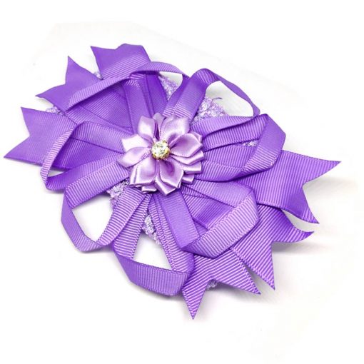 Trendilook Purple Elastic Flower with Stone Hairband