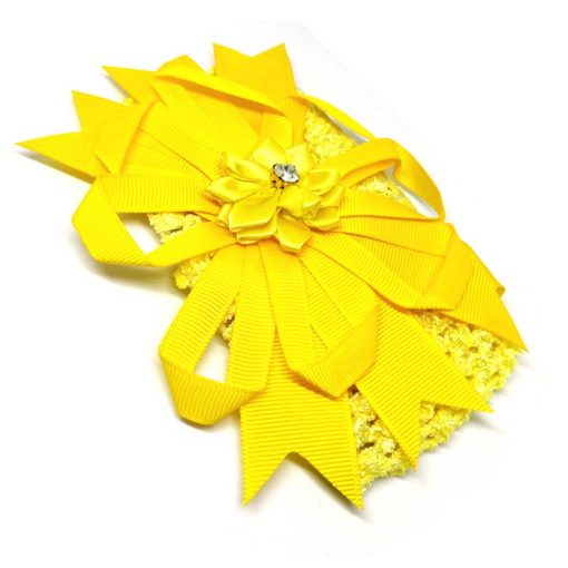 Trendilook Yellow Elastic Flower with Stone Hairband