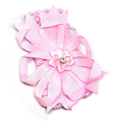 Trendilook Pink Elastic Flower with Stone Hairband