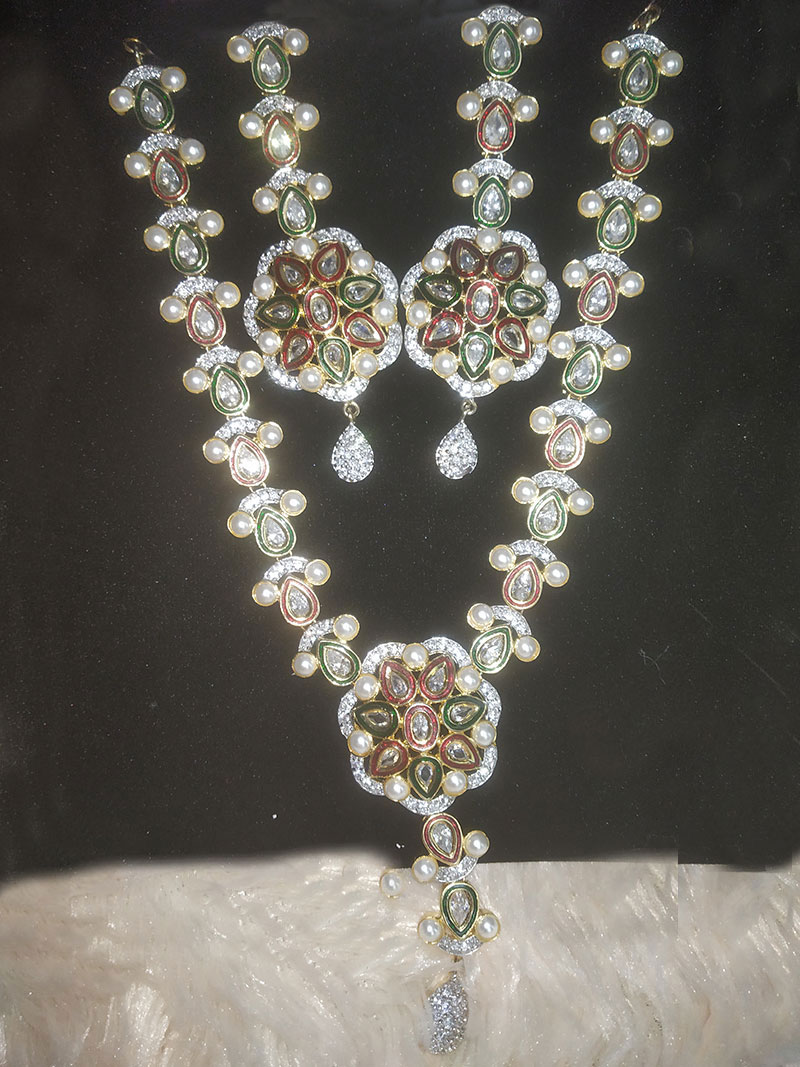 Trendilook Premium Quality Pearl and Kundan Necklace Set - Image 3