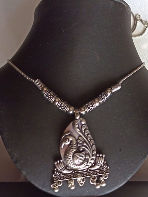 Trendilook Oxidized Silver Peacock Neckpiece