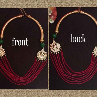 Trendilook Kundan Beaded Double Sided Maroon Neckpiece