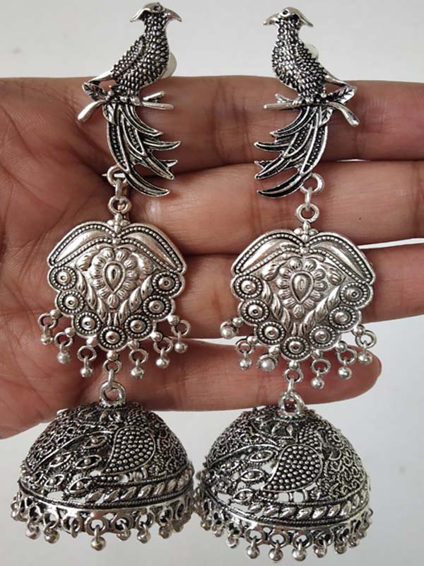 MATTE FINISH CZ PEACOCK BIG EARRINGS M76 – Urshi Collections