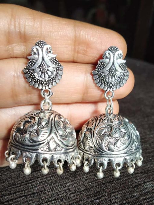 Trendilook Premium Quality German Silver Jhumki