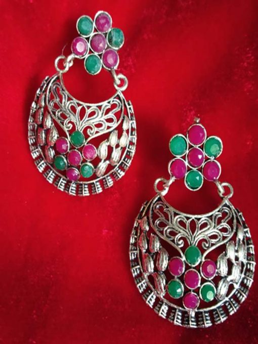 Trendilook German Silver Meenakari Bali Earring