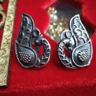 Trendilook German Silver Peacock Stud Earring