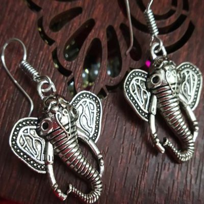 Trendilook German Silver Ganesha Drop Earring