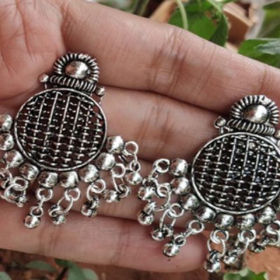 Trendilook Oxidized Silver Cute Jhumki