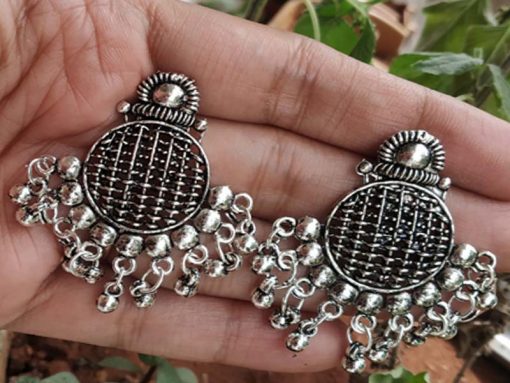 Trendilook Oxidized Silver Cute Jhumki