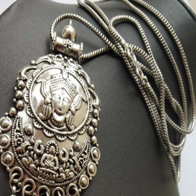 Trendilook German Silver Ganpati Long Neckpiece