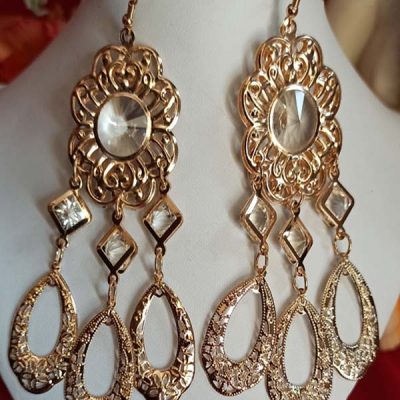 Trendilook Long Light Weight Gold Polished Drop Earring