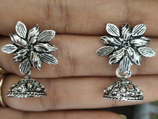 Trendilook Flower German Silver Drop Earring