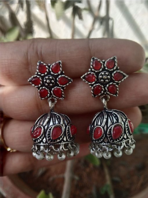 Trendilook German Silver Kundan Jhumki