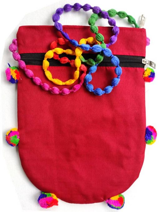Trendilook Handmade Red Circle Big Sling Bag for Ladies and Girls