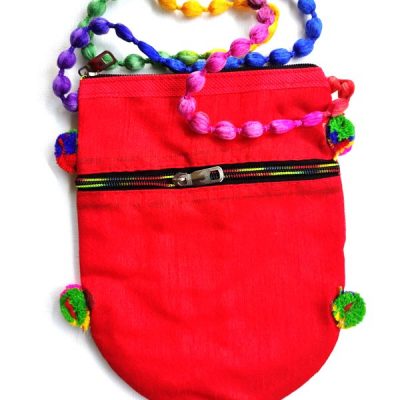 Trendilook Handmade Red Circle Sling Bag for Ladies and Girls