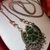 Trendilook German Silver Long Green Meenakari Neckpiece