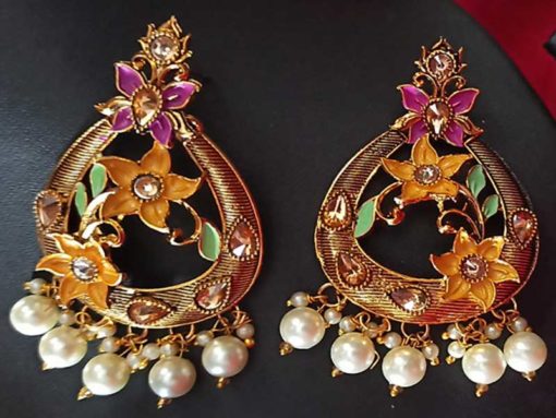 Trendilook Meenakari Pearl Chandbali