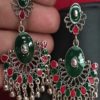 Trendilook German Silver Green Jhumki Earring