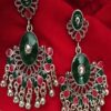 Trendilook German Silver Green Jhumki Earring