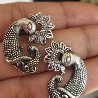 Trendilook German Silver Mayur Bahubali Earring