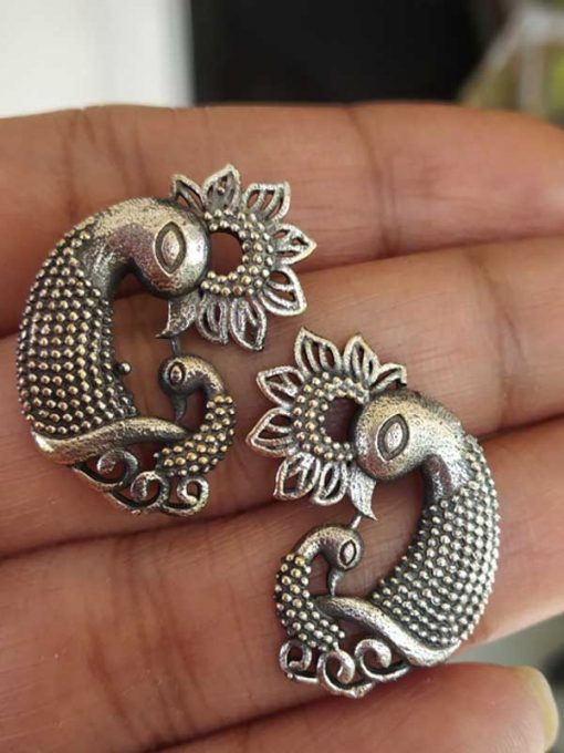 Trendilook German Silver Mayur Bahubali Earring