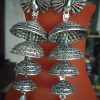 Trendilook German Silver Mayur Layered Jhumki