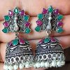 Trendilook German Silver Mayur Kundan Jhumki