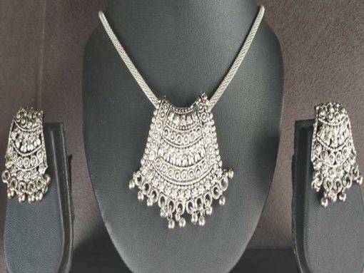 Trendilook Oxidized Silver Necklace Set
