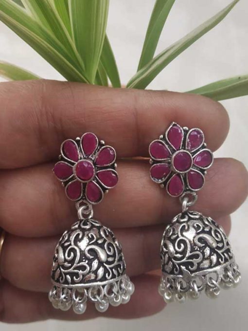 Trendilook German Silver Kundan Jhumki