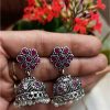 Trendilook German Silver Rubby Jhumki