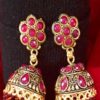 Trendilook Gold Plated Maroon Kundan Jhumki