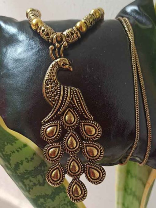 Trendilook German Gold Bahubali Mayur Neckpiece