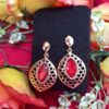 Trendilook Red Crystal Party Wear Drop Earring