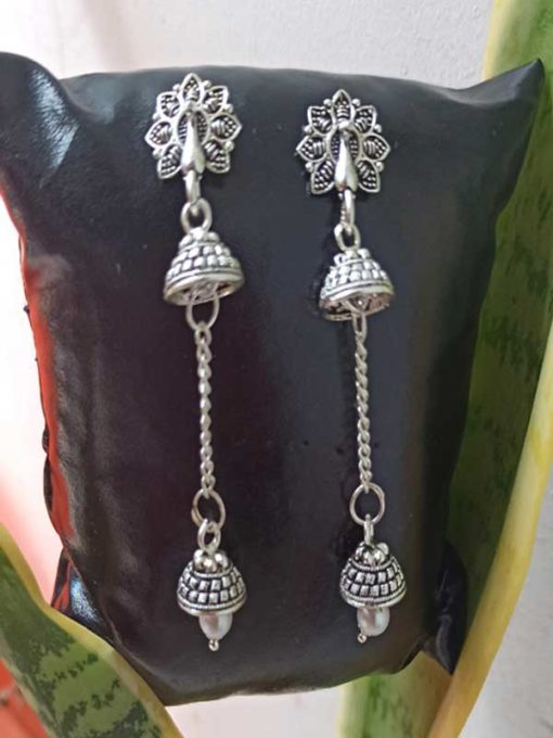 Trendilook German Silver Mayur Jhumki