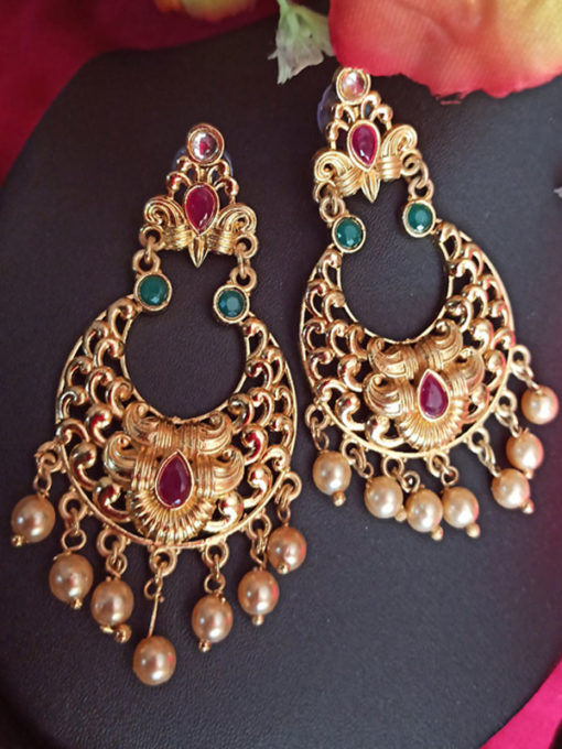 Trendilook Gold Plated Kundan Chandballi