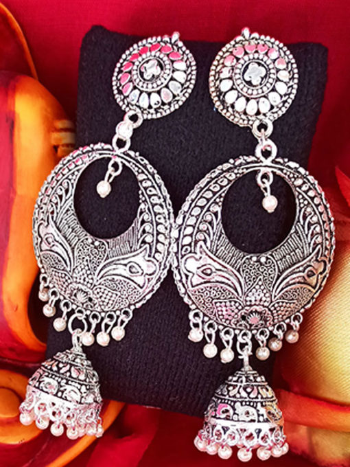 Trendilook Silver Plated Jhumki