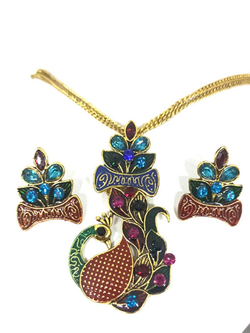 Trendilook Party Wear Meenakari Mayur Multi Color Necklace Set